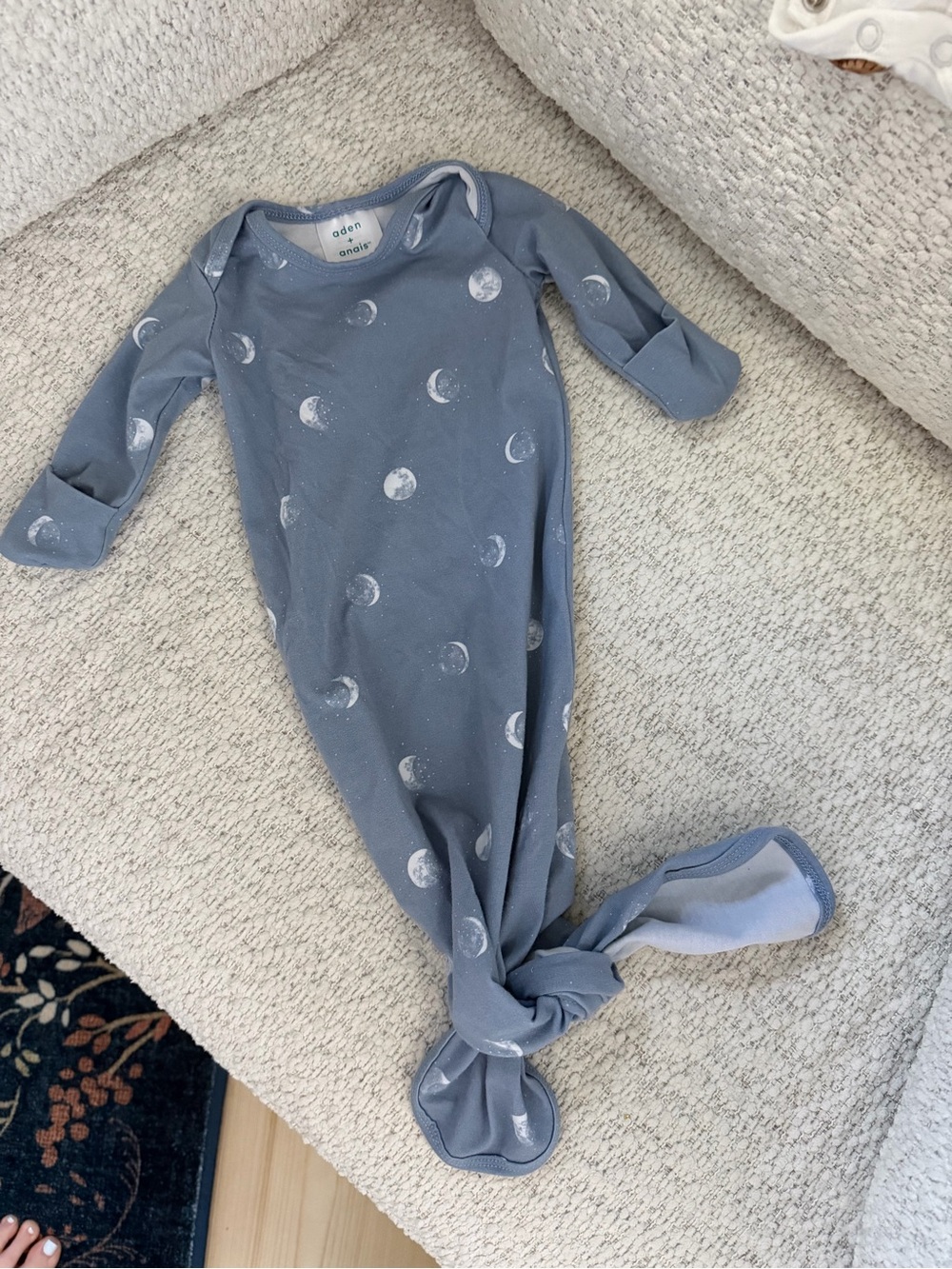 aden + anais Moonprint Knotted Baby Gown in Blue